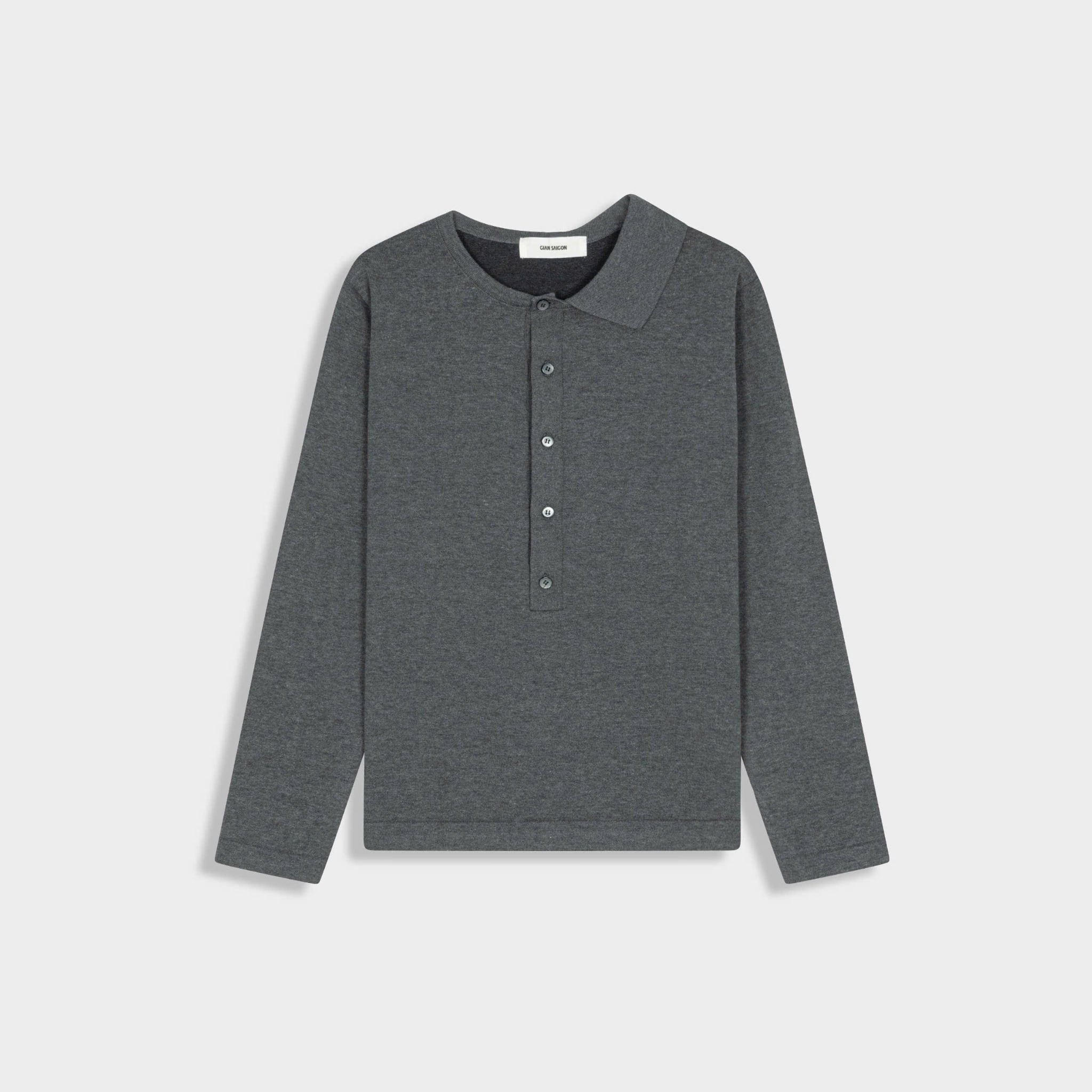  GREY SLIM LONGSLEEVE HALF COLLAR SHIRT 