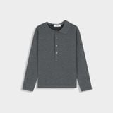  GREY SLIM LONGSLEEVE HALF COLLAR SHIRT 
