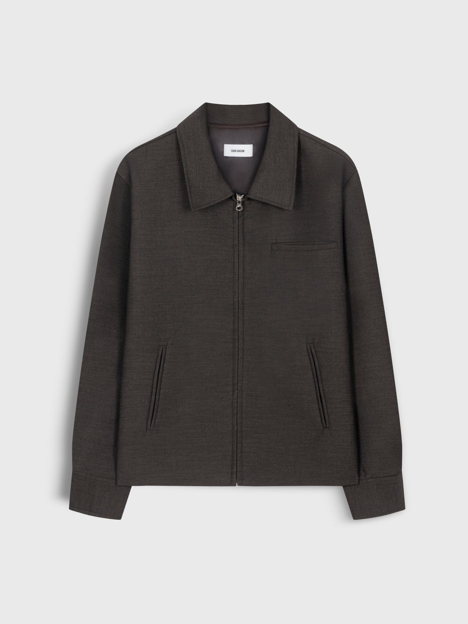  DARK BROWN WOOL BLEND RELAXED JACKET 