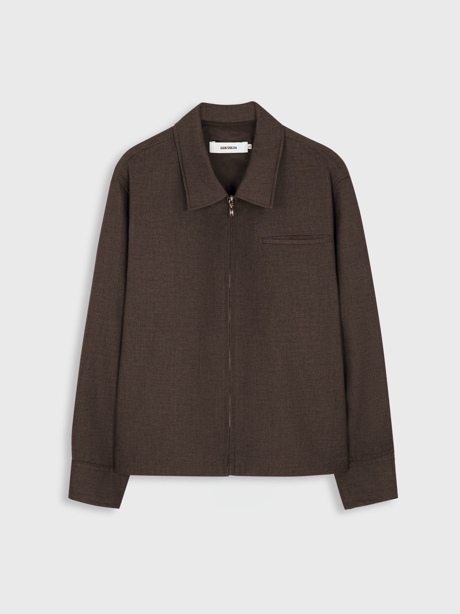  CACAO ZIP-UP VISCOSE WOOL JACKET 