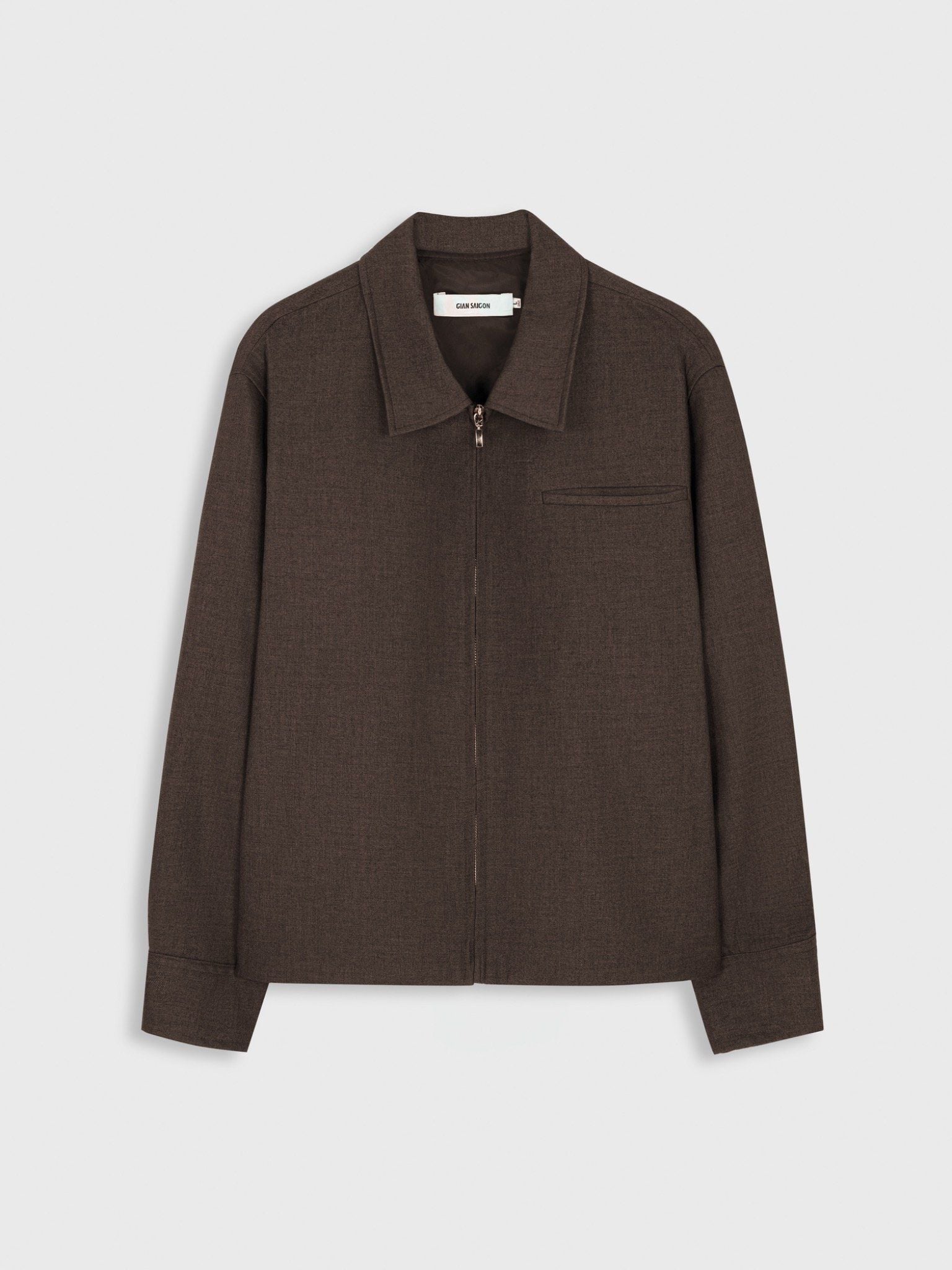  CACAO ZIP-UP VISCOSE WOOL JACKET 