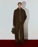  DARK BROWN WOOL BLEND RELAXED JACKET 