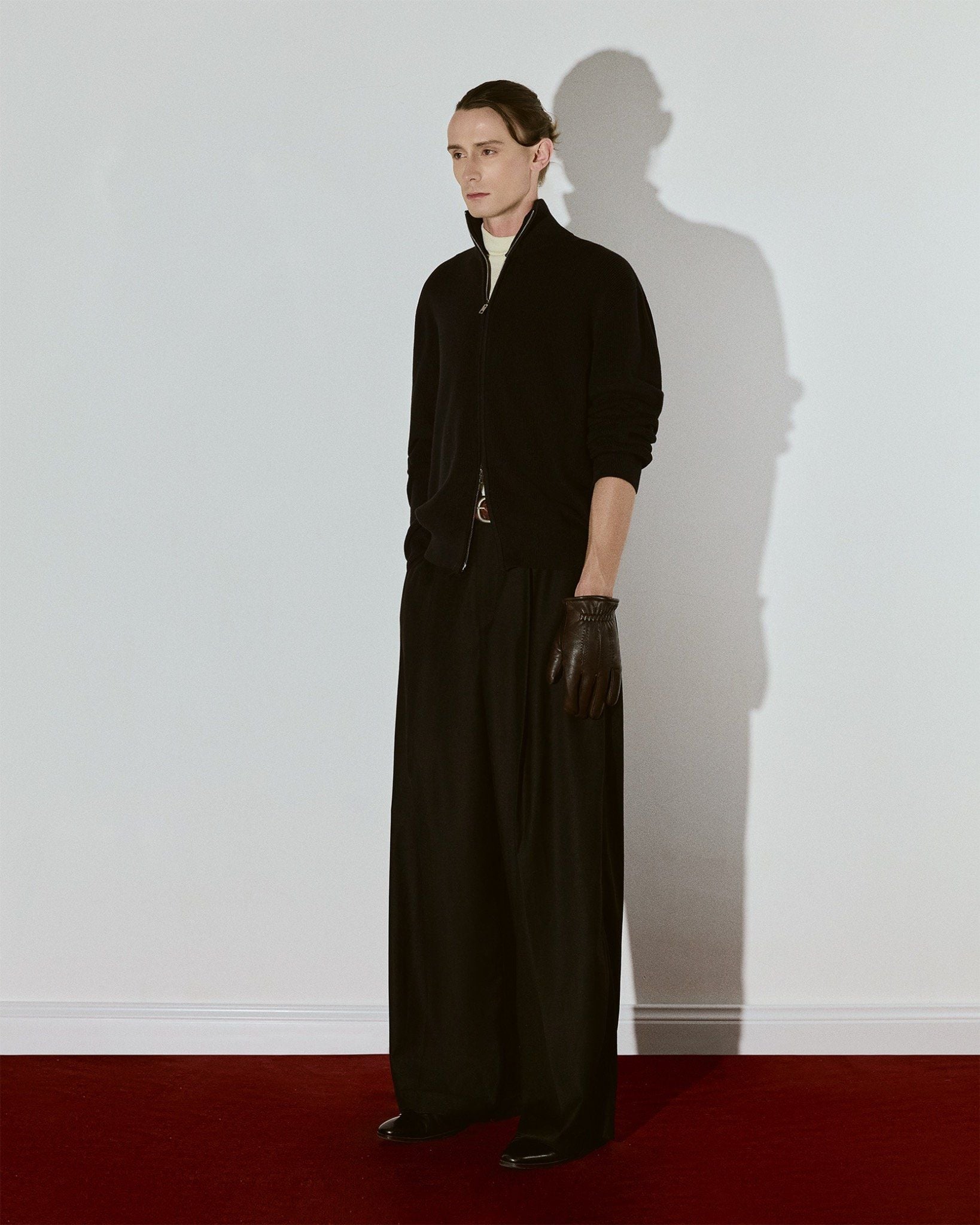  BLACK KNIT ZIP CARDIGAN 