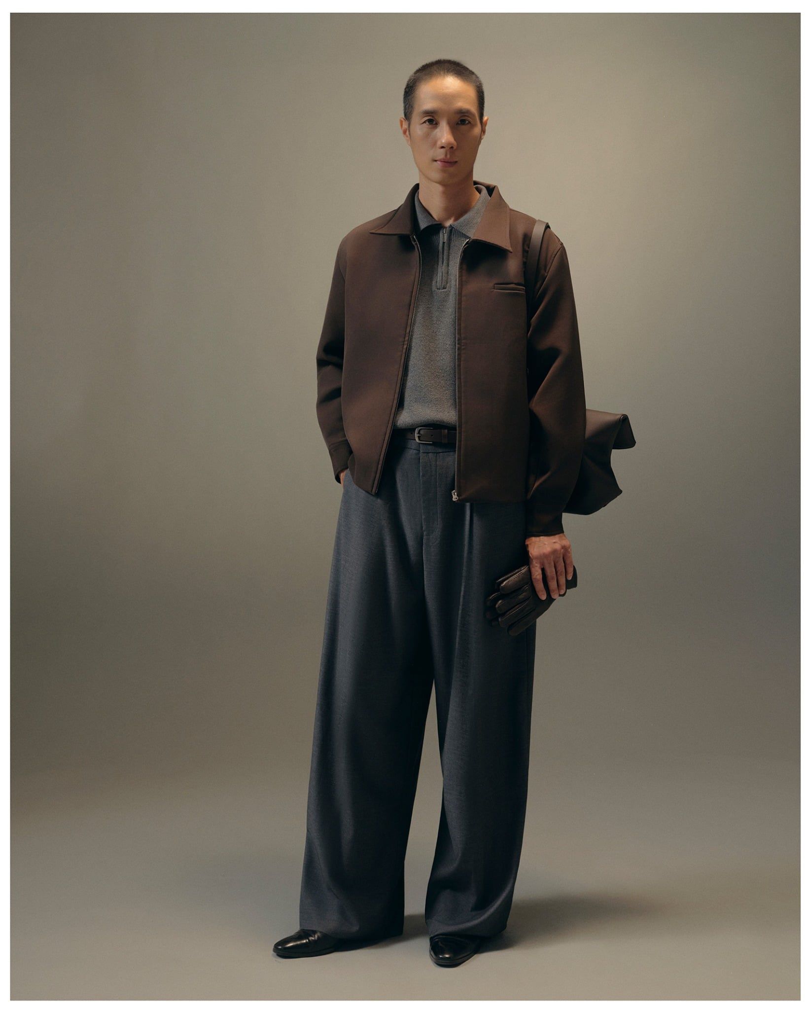  CACAO ZIP-UP VISCOSE WOOL JACKET 