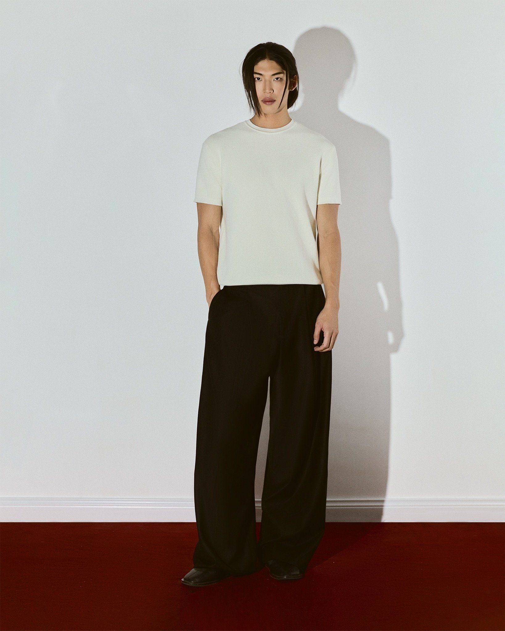  CREAM FIT KNITTED T-SHIRT 