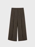  DARK BROWN WOOL PLEATED WIDE TROUSERS 