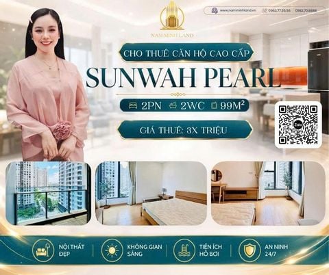  Cho thuê căn hộ Sunwah Pearl 2 phòng ngủ 99m2- Nội thất sáng, view cực đẹp và thoáng mát. 