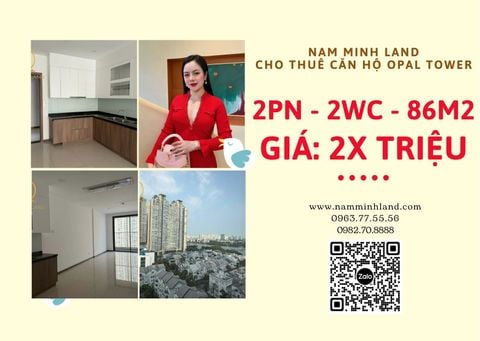  Cho thuê căn hộ Opal Tower Phòng 2 ngủ 86m2 - Tầng trung, View Quận 1, sông Sài Gòn, cầu Thủ Thiêm 