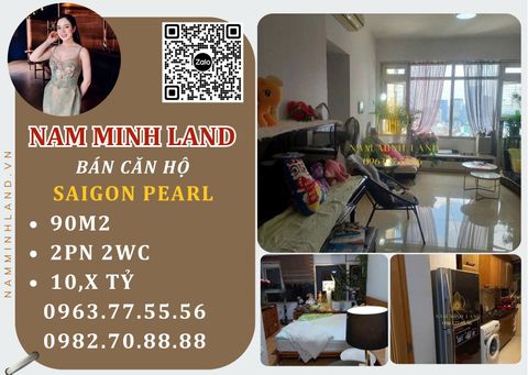  Bán căn hộ Saigon Pearl 2 phòng ngủ 90m2- nội thất đầy đủ, view thành phố 
