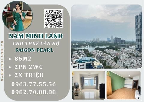  Cho thuê căn hộ Saigon Pearl 2 phòng ngủ 86m2- Căn hộ view sông, thoáng mát giá giao dịch cực tốt chốt liền tay 