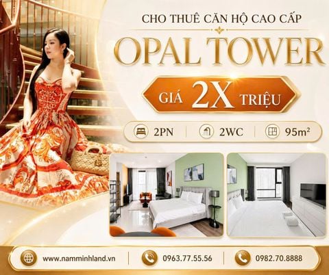  Opal Tower- Cho thuê căn hộ 2 phòng ngủ 95m2 - View xéo sông, đầy đủ nội thất tiện nghi, thoáng rộng rãi. 