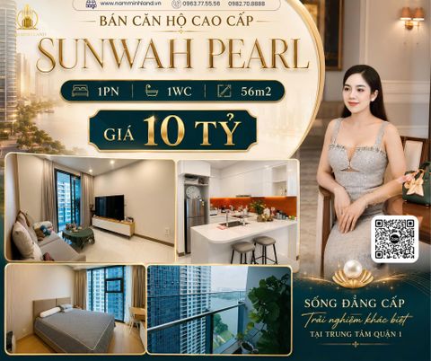  Bán căn hộ 1PN Sunwah Pearl, 56m2, View hồ bơi nhìn sông Sài Gòn 