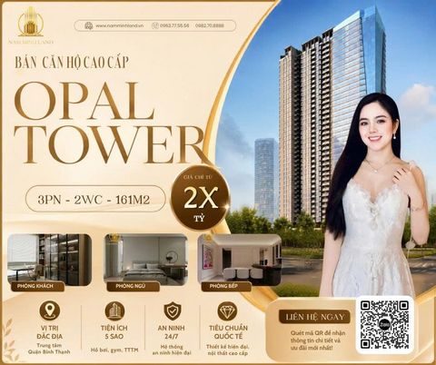  Bán căn hộ Opal Tower- Bán căn hộ 3 phòng ngủ 161m2, view sông siêu đẹp, nội thất mới toanh đầy đủ tiện nghi, siêu thoáng rộng đẹp. 