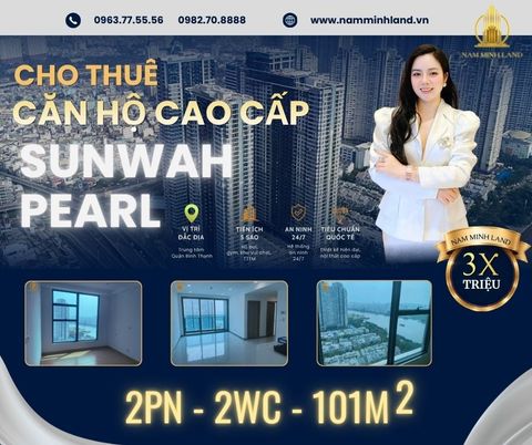  Cho thuê căn hộ Sunwah Pearl 2 phòng ngủ 109m2- Nội thất sáng, cực mới, view cực đẹp và thoáng mát. 