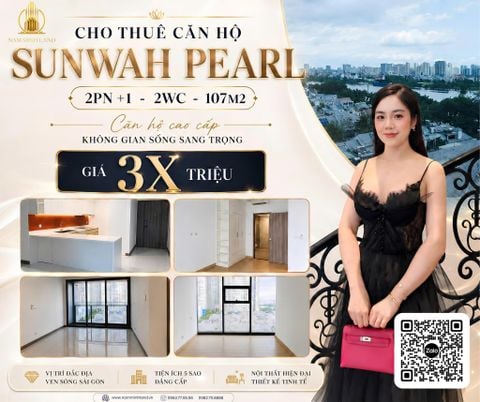  Cho thuê căn hộ Sunwah Pearl 2 phòng ngủ +1 107m2- Nội thất nhà trống, cực mới, view cực đẹp và thoáng mát. 