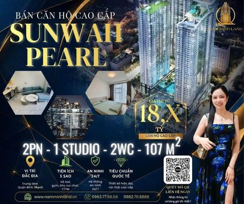  Bán căn hộ 2PN+1 Sunwah Pearl, 107m2,   View trực diện Landmark 81 và dải sông Sài Gòn 