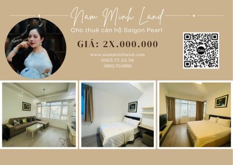  Saigon Pearl - Cho thuê căn hộ 2 phòng ngủ 90m2 , Tầng trung, view Landmark 81 - Giá 25 triệu bao phí 