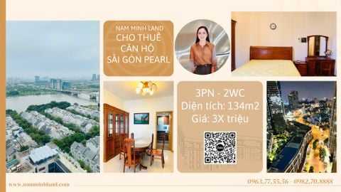  Cho thuê căn hộ Saigon Pearl 3 phòng ngủ 134m2 - Chill cùng view sông mỗi tối 