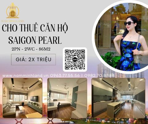  Saigon Pearl - Cho thuê căn hộ 2 phòng ngủ 86m2, tầng trung, view Landmark 81 