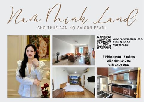  Cho thuê căn hộ Saigon Pearl 3 phòng ngủ 140m2 - Căn hộ rộng view sông đắt giá 