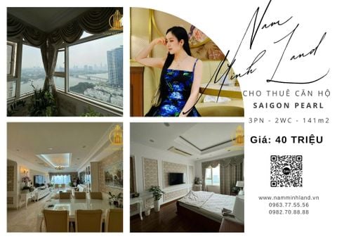  Cho thuê căn hộ Saigon Pearl 3 phòng ngủ 141m2- nhà sửa đẹp, nội thất mới 
