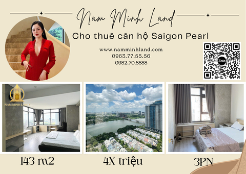  Cho thuê căn hộ Saigon Pearl 3 phòng ngủ 143m2- Nhà đẹp, dọn vào ở ngay 
