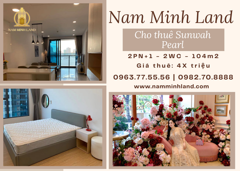  Sunwah Pearl - Cho thuê căn hộ 2PN+1, tầng cao view sông Bitexco 