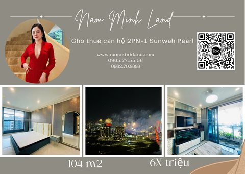  Sunwah Pearl - Cho thuê căn hộ 2PN+1, view sông, tầng cao thoáng mát 