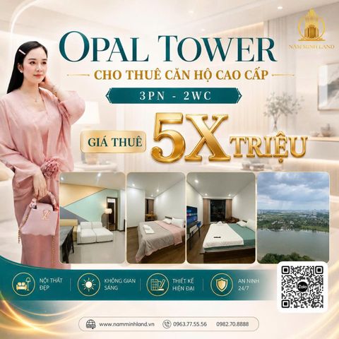  Opal Tower- Cho thuê căn hộ 3 phòng ngủ 135m2 - View sông, đầy đủ nội thất tiện nghi, thoáng rộng rãi, view ngắm được pháo hoa. 