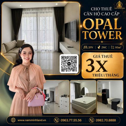  Opal Tower- Cho thuê căn hộ 2 phòng ngủ 95m2 - View xéo sông, đầy đủ nội thất tiện nghi, thoáng rộng rãi, view ngắm Landmark 81 