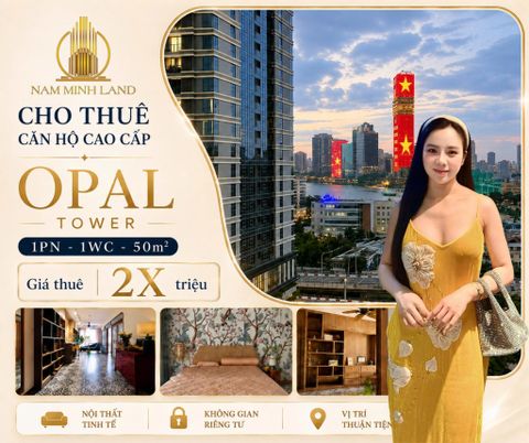  Opal Tower- Cho thuê căn hộ 1 phòng ngủ 50m2 - View quận 1, đầy đủ nội thất tiện nghi, thoáng rộng rãi, view ngắm được pháo hoa. 
