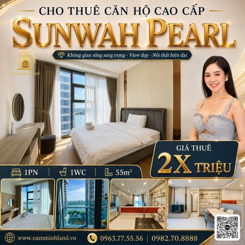  Sunwah Pearl - Cho thuê căn hộ 1pn 55m2 view sông - Nội thất tối giản tạo không gian hiện đại 
