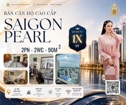  Bán căn hộ Saigon Pearl - 2 Phòng ngủ 90m2 - Căn hộ đầy đủ tiện nghi, view ngắm sông thoáng mát 