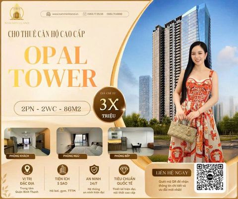  Opal Tower- Cho thuê căn hộ 2 phòng ngủ 85m2 - View QUẬN 1, đầy đủ nội thất tiện nghi, thoáng rộng rãi. 