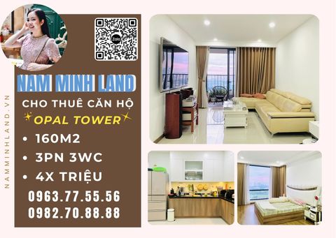  Opal Tower- Cho thuê căn hộ 3 phòng ngủ 160m2 - View sông, đầy đủ nội thất tiện nghi, thoáng rộng rãi, view ngắm được pháo hoa. 