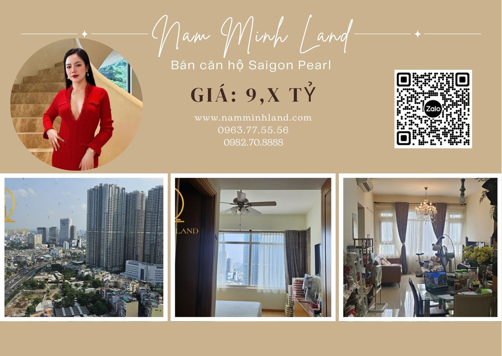  Bán căn hộ Saigon Pearl 2 Phòng ngủ 90m2 - Tầng cao, view bao quát thành phố 