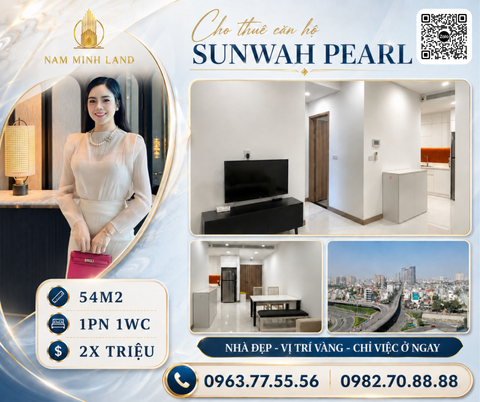  Cho thuê căn hộ Sunwah Pearl 1 phòng ngủ 54m2- Căn hộ đầy đủ nội thất, view thành phố đẹp 