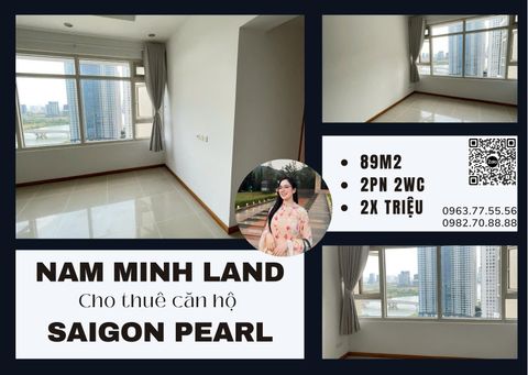  Cho thuê căn hộ Saigon Pearl 2 phòng ngủ 89m2- Nhà trống cực hiếm, view sông thoáng mát 