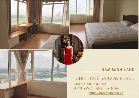 Saigon Pearl - Cho thuê căn hộ 4 phòng ngủ, Tầng cao view thoáng mát, đầy đủ nội thất - Giá 2000$ 