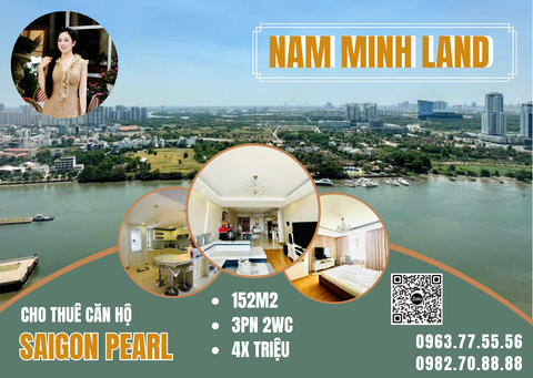  Cho thuê căn hộ Saigon Pearl 3 phòng ngủ 152m2 - View trực diện sông cực đẹp, diện tích lớn phù hợp cho gia đình 