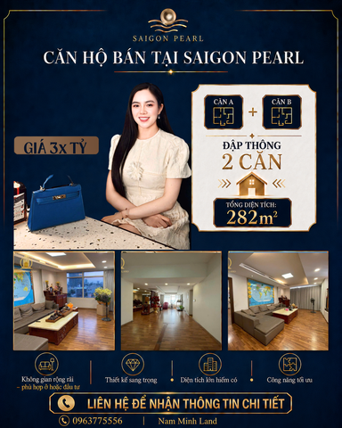  Bán căn hộ Saigon Pearl đập thông 2 căn liền kề diện tích khủng 