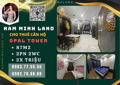  Cho thuê căn hộ Opal Tower 2 phòng ngủ 87m2, nội thất hiện đại, rộng rãi thoáng mát. 