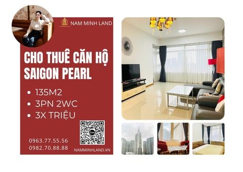  Cho thuê căn hộ Saigon Pearl 3 phòng ngủ 135m2- View thành phố, nhà đẹp 