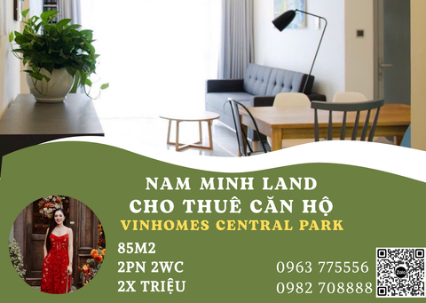  Cho thuê căn hộ Vinhomes Central Park 2 phòng ngủ 85m2- Căn hộ cao cấp ngay vị trí trung tâm 