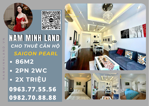  Cho thuê căn hộ Saigon Pearl 2 phòng ngủ 85m2- Nhà đẹp, view thành phố hướng mát cực phẩm 