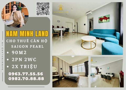 Cho thuê căn hộ Saigon Pearl 2 phòng ngủ 90m2- View thành phố, giá cực tốt 
