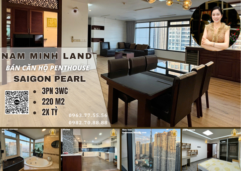  Bán căn hộ Penthouse Saigon Pearl 3 phòng ngủ 220m2- Nhà đẹp chờ bạn sở hữu 