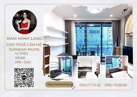 Cho thuê căn hộ Sunwah Pearl 2 phòng ngủ 105m2- Nhà nội thất sang trọng, hiện đại 