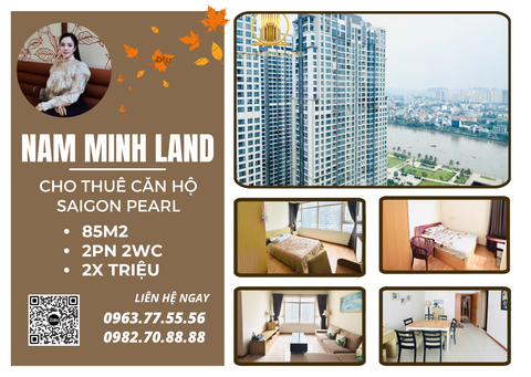  Cho thuê căn hộ Saigon Pearl 2 phòng ngủ 85m2 - Nhà tone gỗ ấm áp, view Landmark nhìn được sông Saigon 