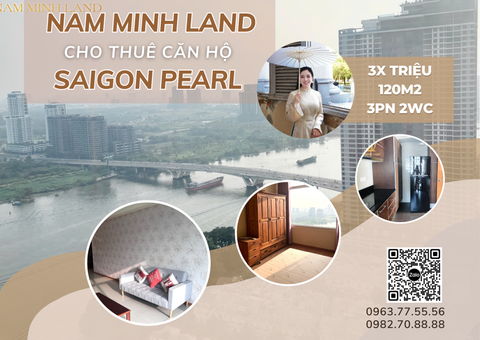  Cho thuê căn hộ Saigon Pearl 3 phòng ngủ 120m2- View sông ngắm trọn pháo hoa trong tầm mắt 